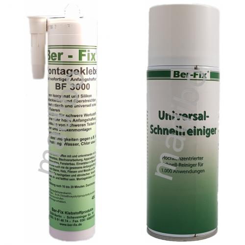 Ber-Fix Montagekleber BF3000 450 Gramm + Universal-Schnellreiniger 400 ml