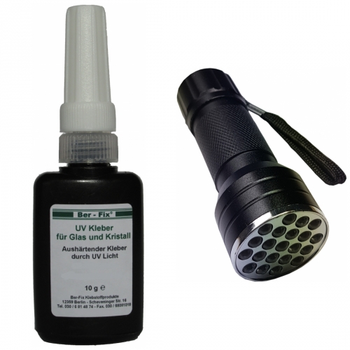 Ber-Fix UV-Kleber Set - Inhalt: 10 Gramm Viskositt: mittelviskos + UV-Lampe Ausfhrung: 21 LEDs